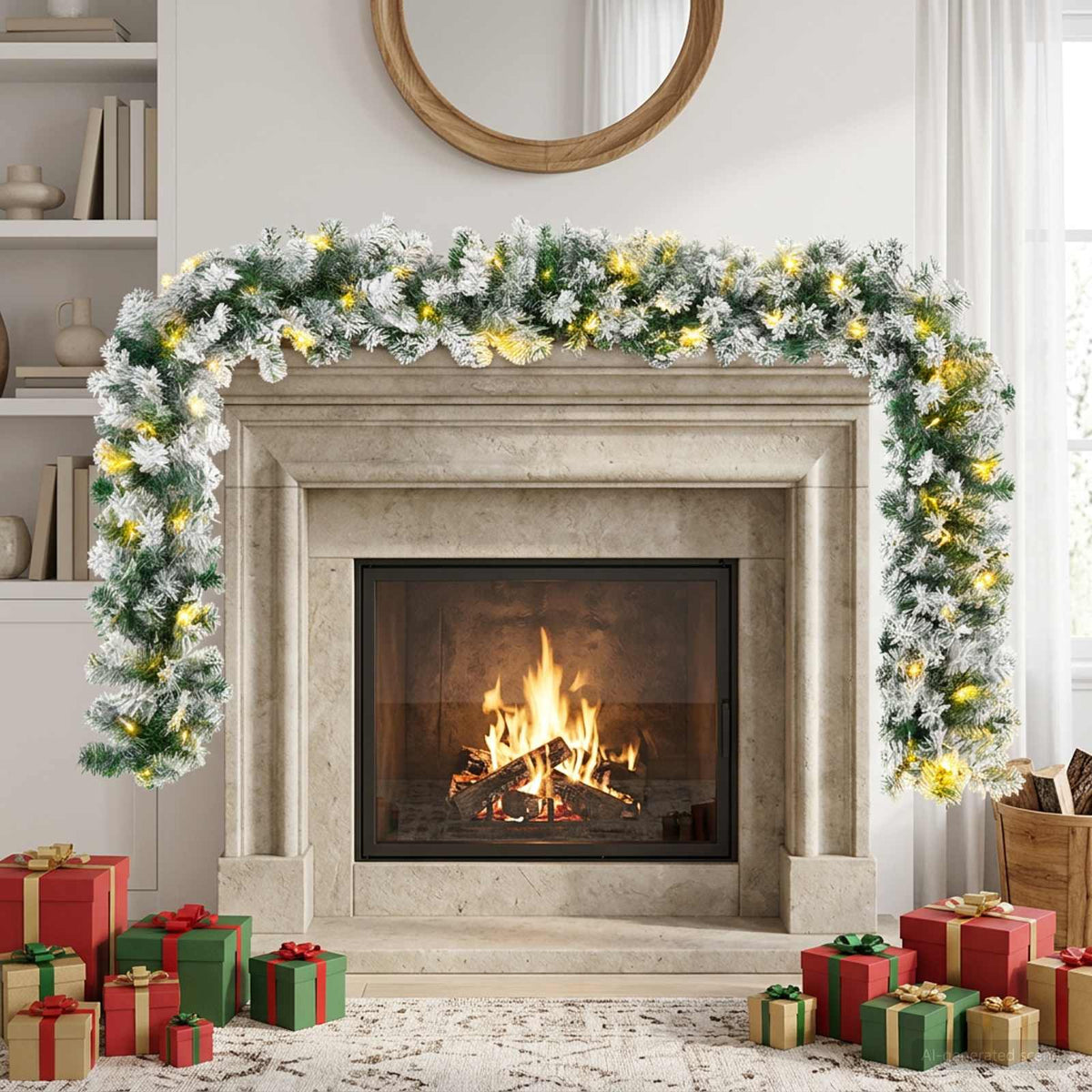 Χριστουγεννιάτικη στεφάνη Λευκό 270 cm PVC 50 LED - Pakobazaar
