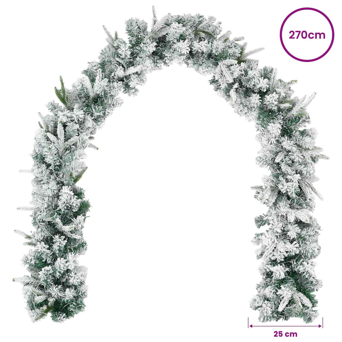 Χριστουγεννιάτικη στεφάνη Λευκό 270 cm PVC και PE - Pakobazaar