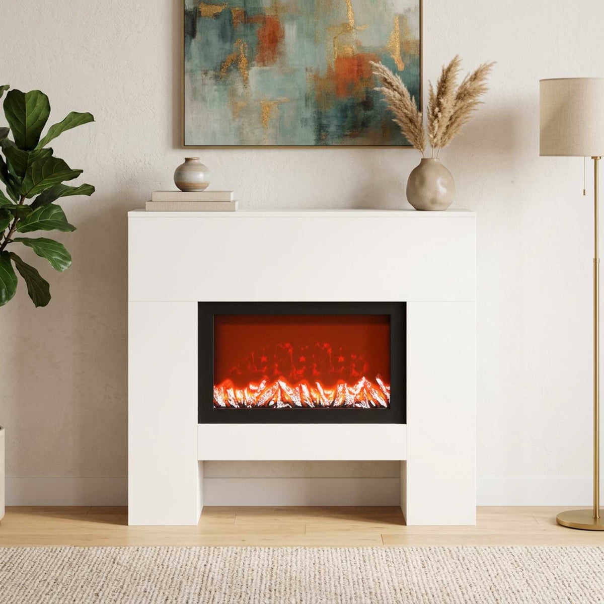 Ηλεκτρικό τζάκι Λευκό 100 x 24,5 x 90 cm Επεξεργασμένο ξύλο - Pakobazaar