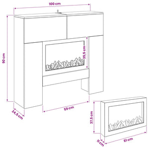 Ηλεκτρικό τζάκι Λευκό 100 x 24,5 x 90 cm Επεξεργασμένο ξύλο - Pakobazaar