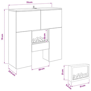 Ηλεκτρικό τζάκι Μαύρη Δρυς 75 x 24,5 x 75 cm Επεξεργασμένο ξύλο - Pakobazaar