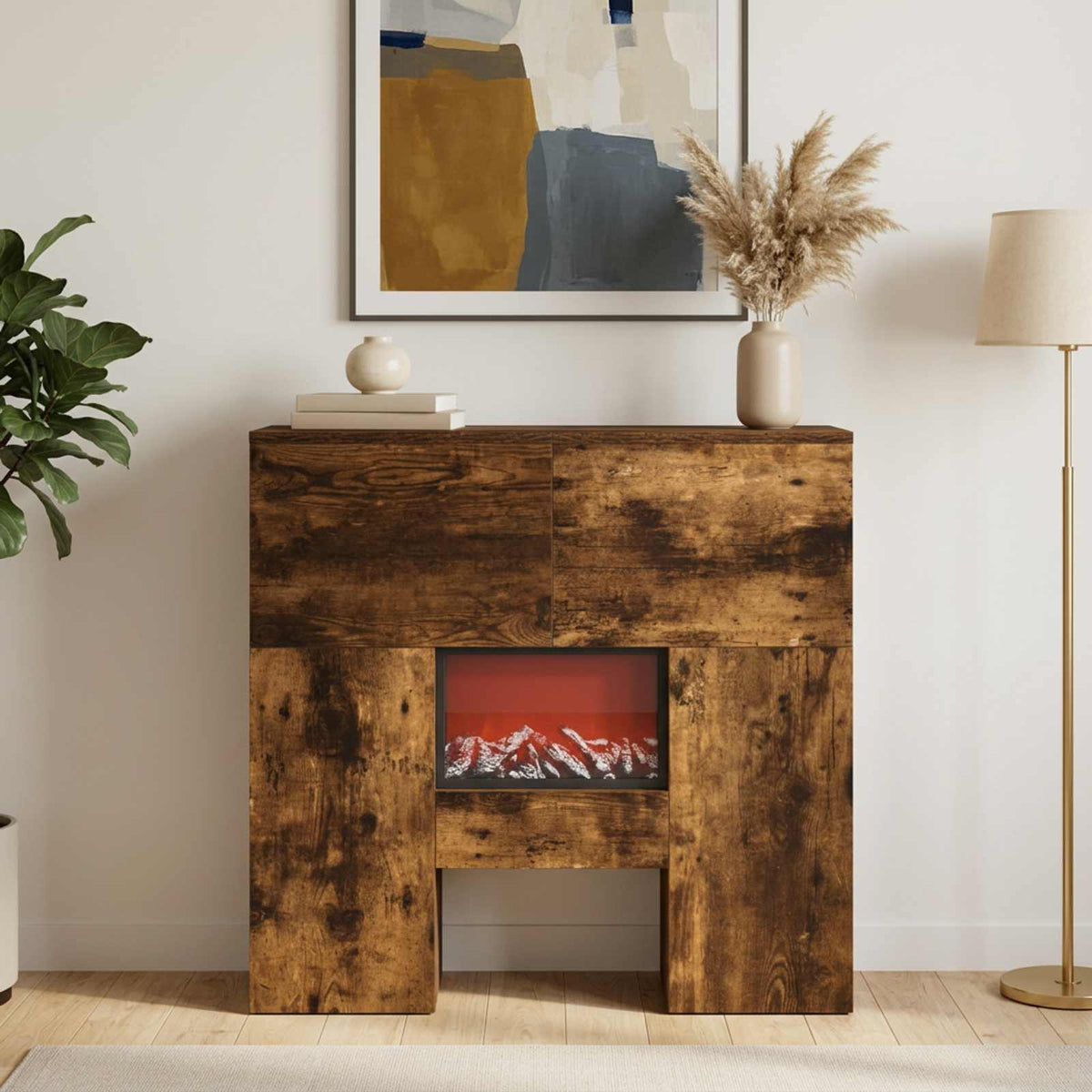 Ηλεκτρικό τζάκι Καπνισμένο Ξύλο Δρυός 75 x 24,5 x 75 cm - Pakobazaar