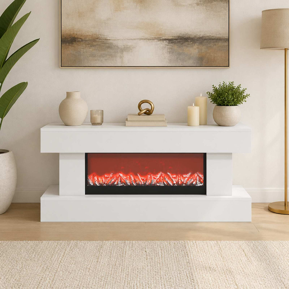 Ηλεκτρικό τζάκι Λευκό 100 x 30 x 44 cm Επεξεργασμένο ξύλο - Pakobazaar