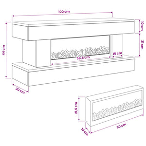 Ηλεκτρικό τζάκι Λευκό 100 x 30 x 44 cm Επεξεργασμένο ξύλο - Pakobazaar