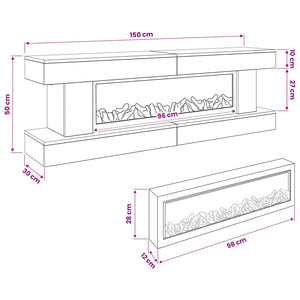 Ηλεκτρικό τζάκι Γκρι Sonoma 150 x 30 x 50 cm Επεξεργασμένο ξύλο - Pakobazaar