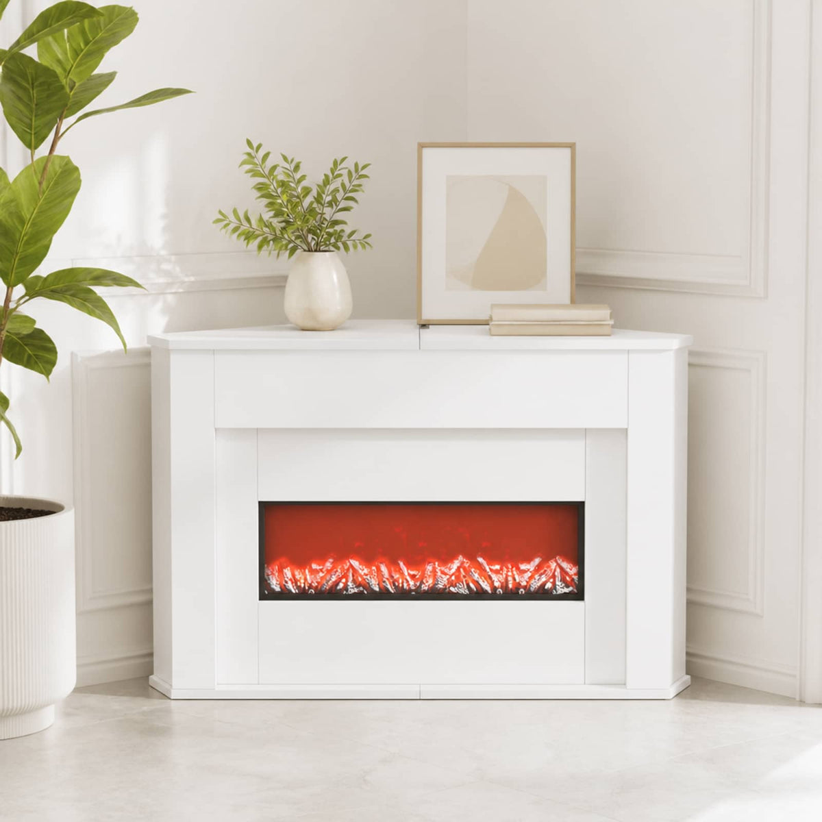 Τζάκι με ταινία LED Λευκό 95 x 42,5 x 60 cm Επεξεργασμένο ξύλο - Pakobazaar