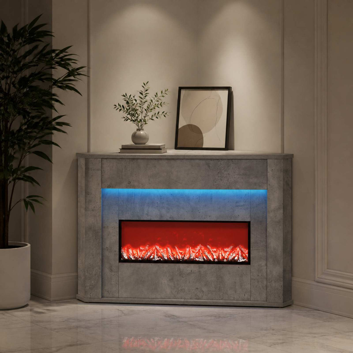Τζάκι με ταινία LED Σκυρόδεμα 95 x 42,5 x 60 cm - Pakobazaar