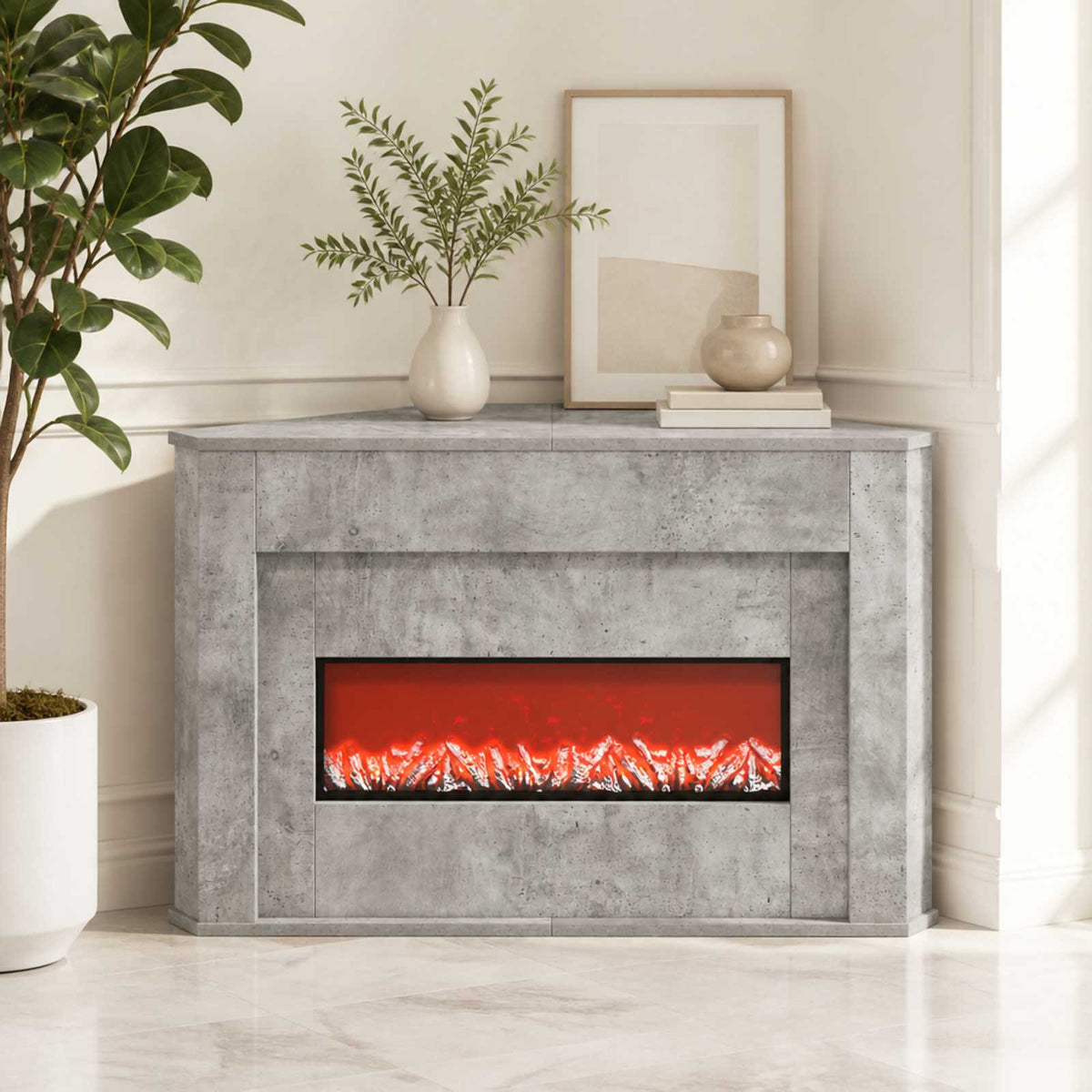 Τζάκι με ταινία LED Σκυρόδεμα 95 x 42,5 x 60 cm - Pakobazaar