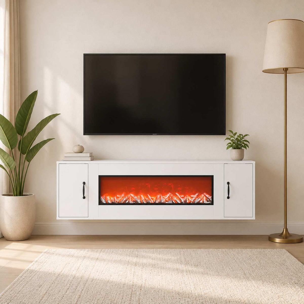 Ηλεκτρικό τζάκι Λευκό 155 x 30 x 44 cm Επεξεργασμένο ξύλο - Pakobazaar