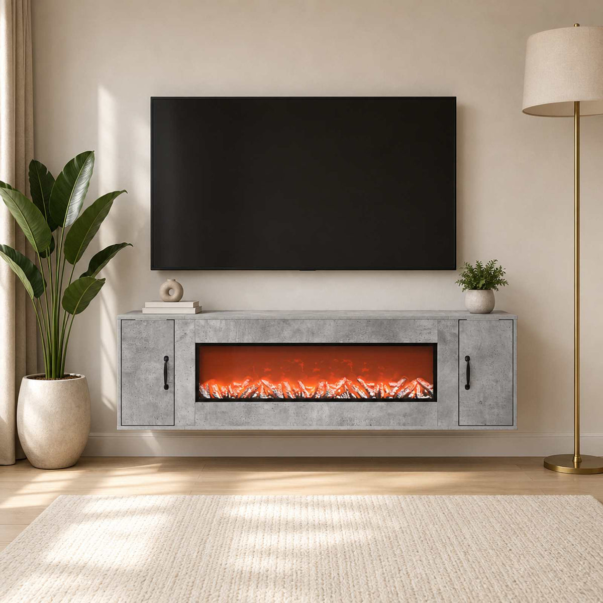 Ηλεκτρικό τζάκι Σκυρόδεμα 155 x 30 x 44 cm Επεξεργασμένο ξύλο - Pakobazaar