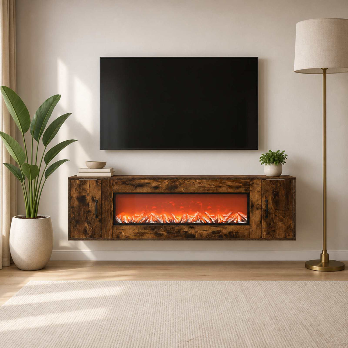 Ηλεκτρικό τζάκι Καπνισμένο Ξύλο Δρυός 155 x 30 x 44 cm - Pakobazaar