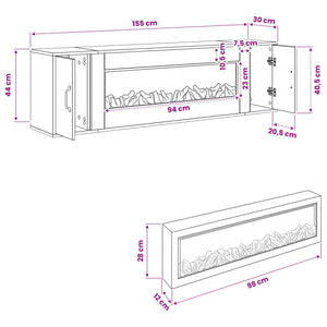 Ηλεκτρικό τζάκι Καπνισμένο Ξύλο Δρυός 155 x 30 x 44 cm - Pakobazaar