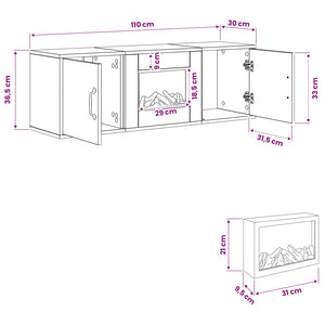 Ηλεκτρικό τζάκι Sonoma 110 x 30 x 36,5 cm Επεξεργασμένο ξύλο - Pakobazaar