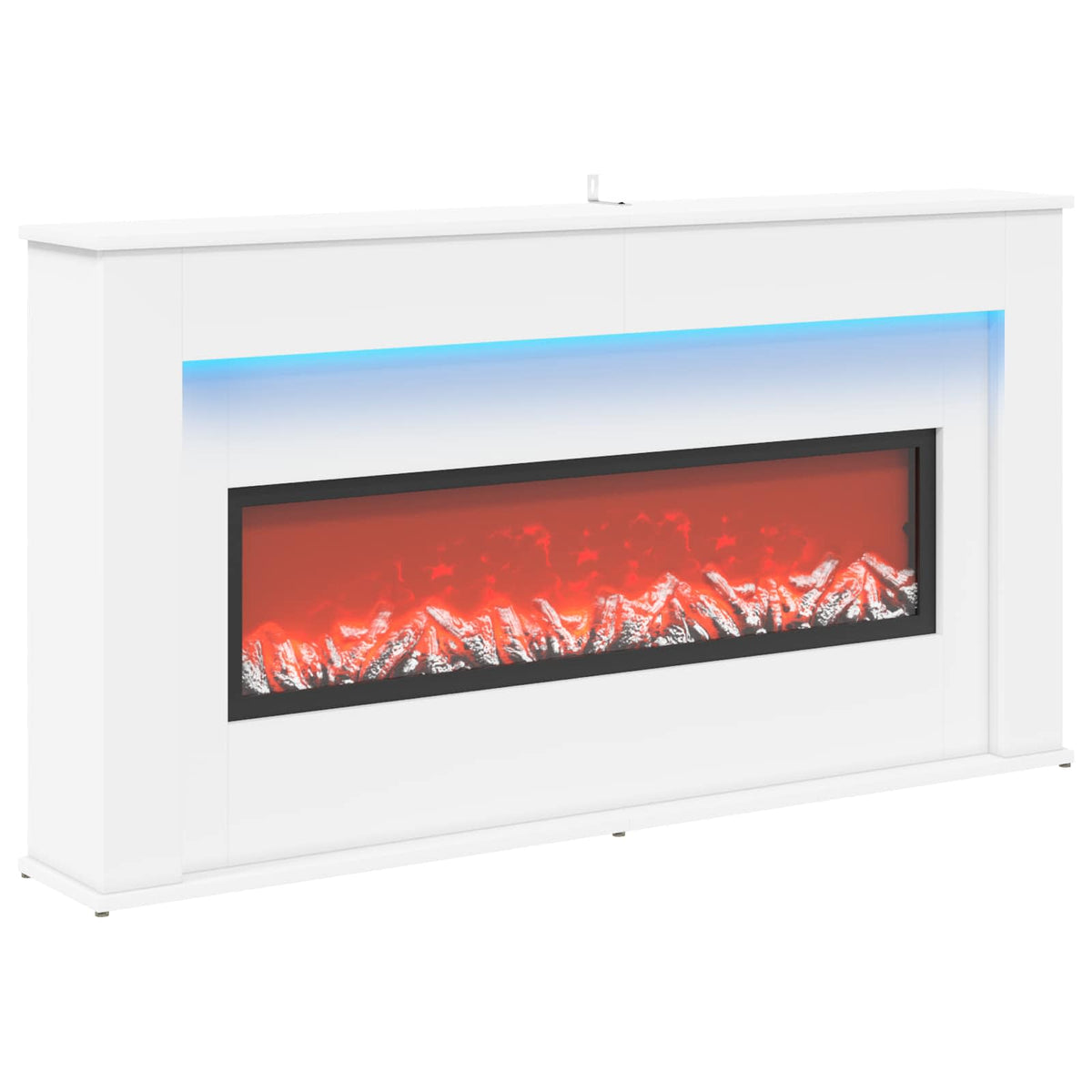 Τζάκι με ταινία LED Λευκό 130 x 20 x 69,5 cm Επεξεργασμένο ξύλο