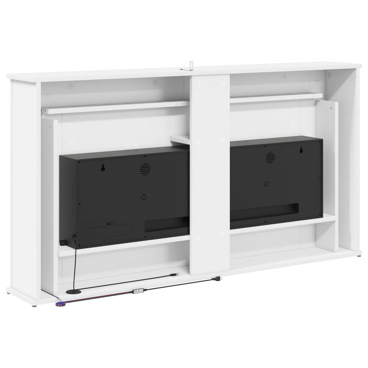 Τζάκι με ταινία LED Λευκό 130 x 20 x 69,5 cm Επεξεργασμένο ξύλο