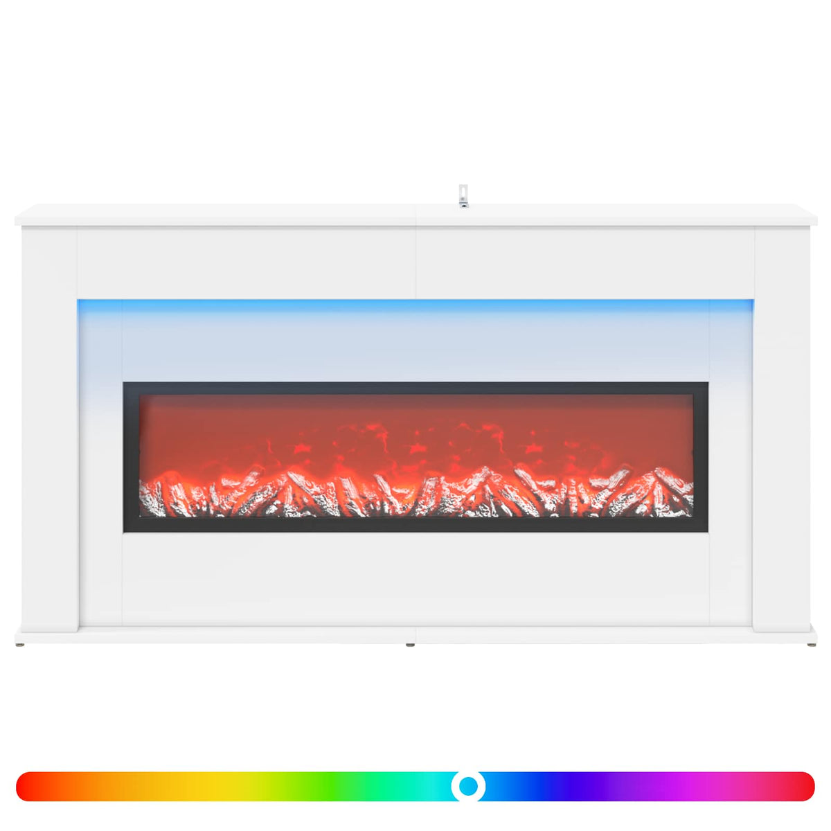Τζάκι με ταινία LED Λευκό 130 x 20 x 69,5 cm Επεξεργασμένο ξύλο
