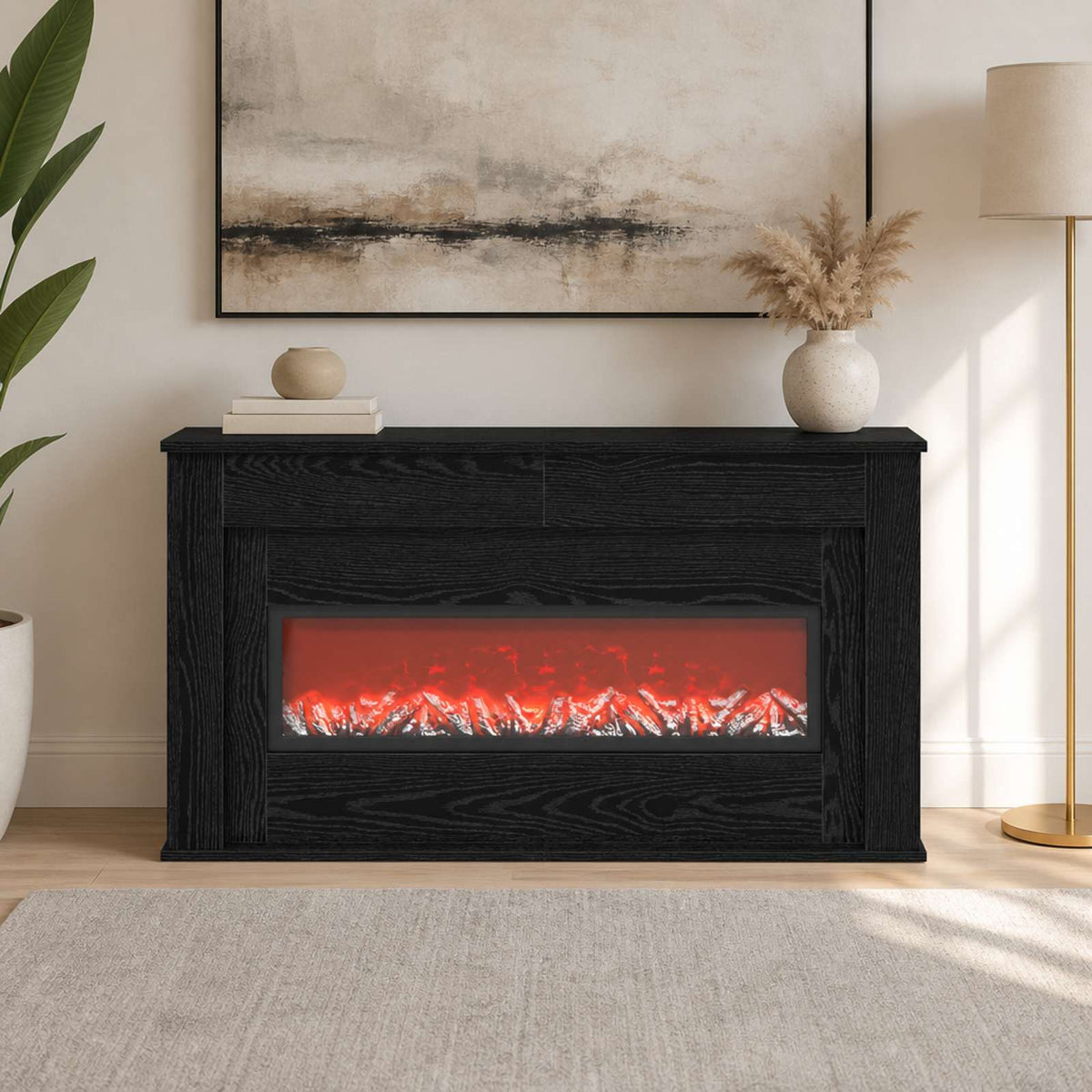 Τζάκι με ταινία LED Μαύρη Δρυς 130 x 20 x 69,5 cm - Pakobazaar