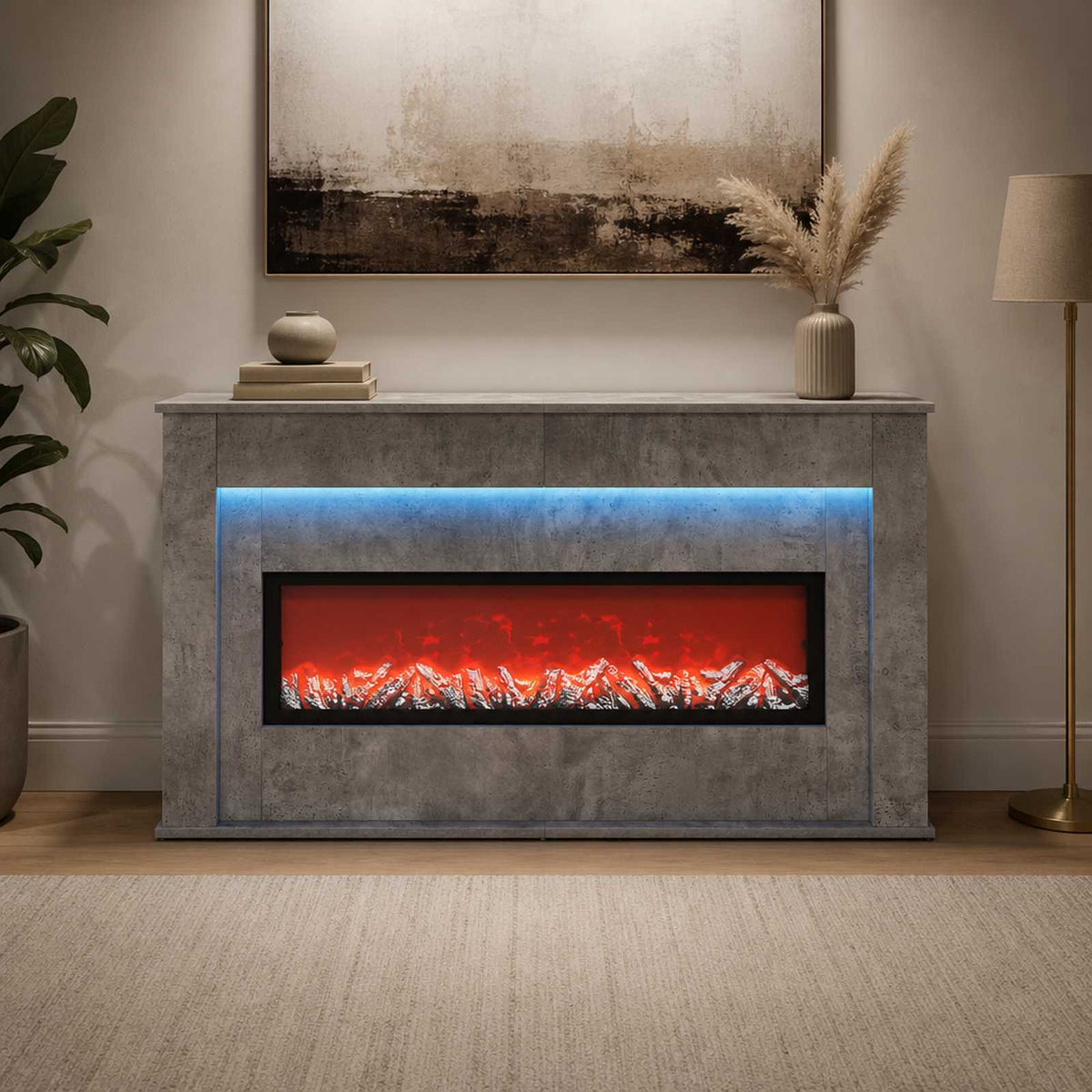 Τζάκι με ταινία LED Σκυρόδεμα 130 x 20 x 69,5 cm - Pakobazaar