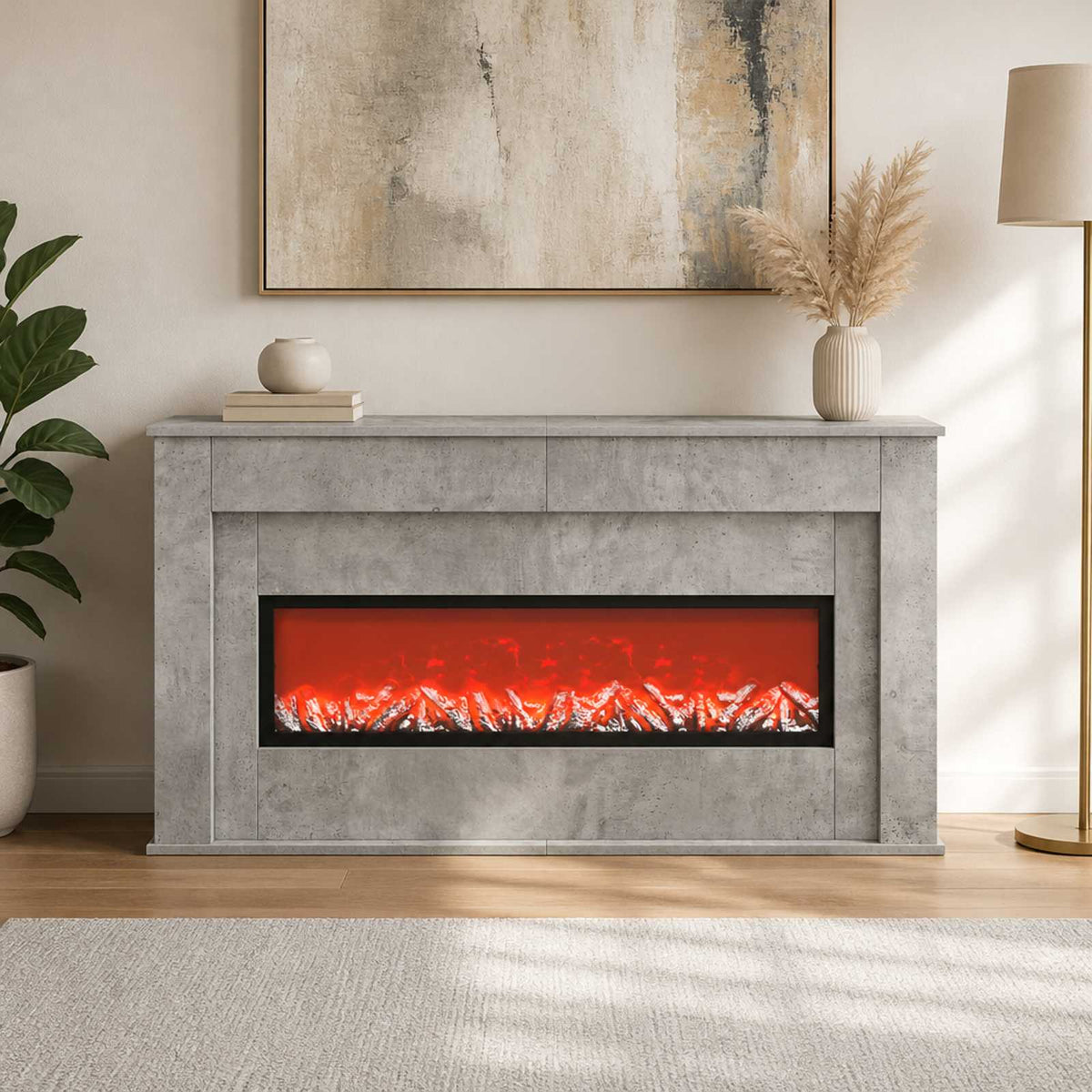 Τζάκι με ταινία LED Σκυρόδεμα 130 x 20 x 69,5 cm - Pakobazaar