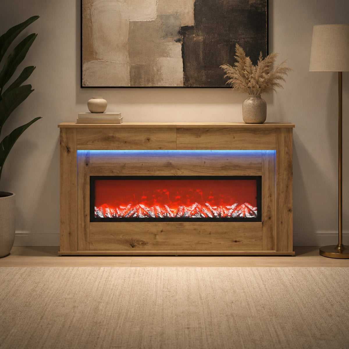 Τζάκι με ταινία LED Artisan Δρυς 130 x 20 x 69,5 cm