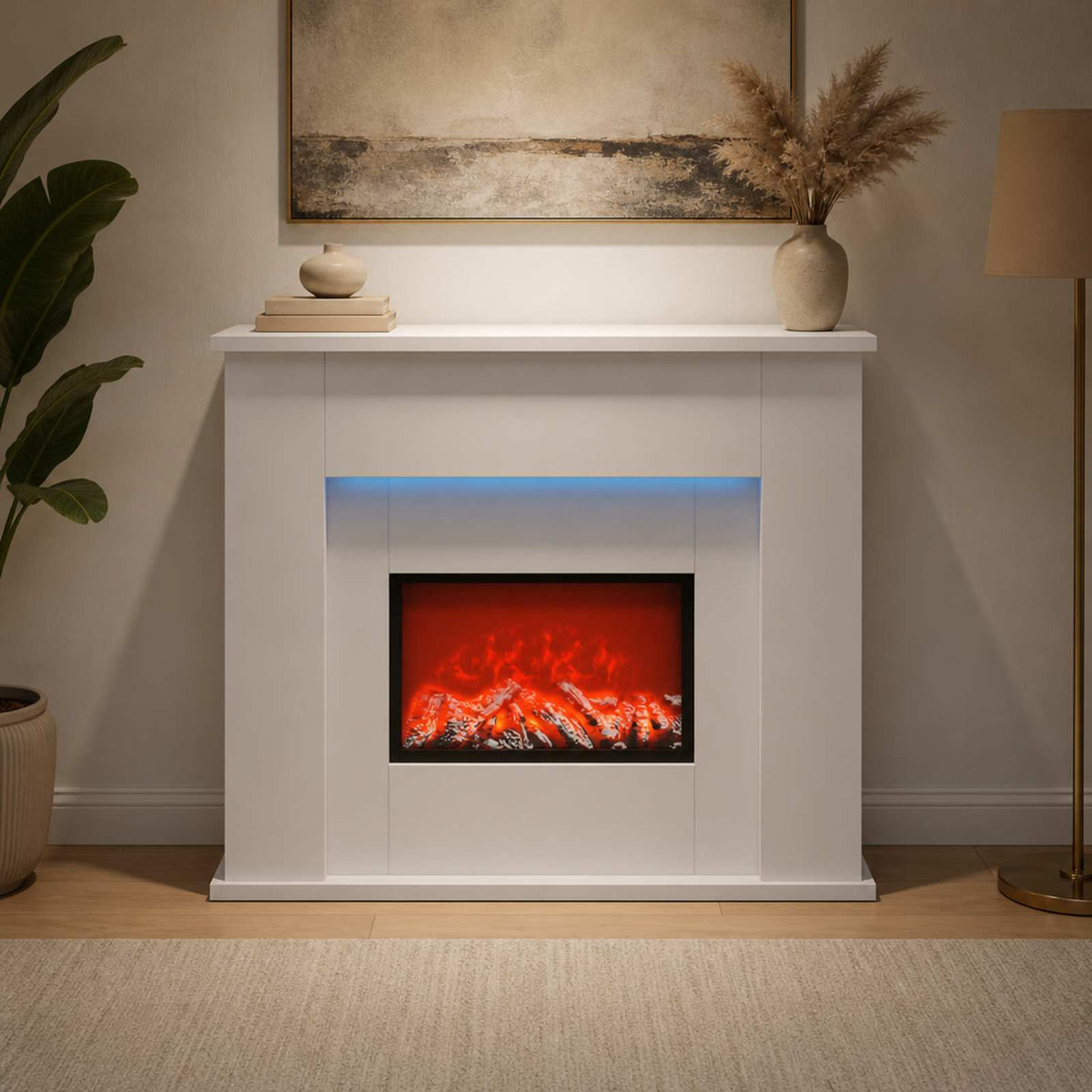 Τζάκι με ταινία LED Λευκό 63 x 20 x 54,5 cm Επεξεργασμένο ξύλο - Pakobazaar