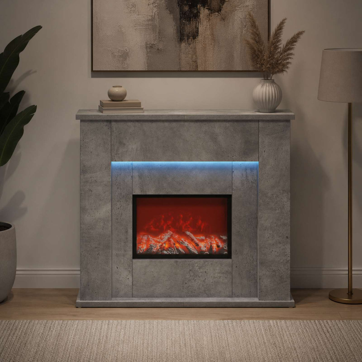 Τζάκι με ταινία LED Σκυρόδεμα 63 x 20 x 54,5 cm - Pakobazaar