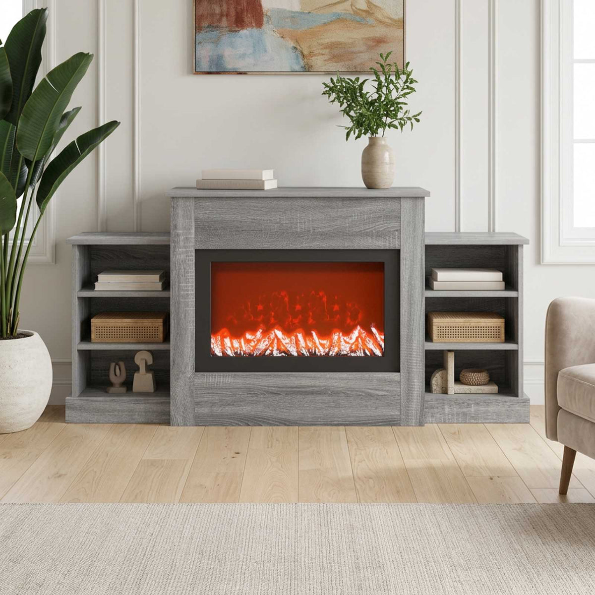 Ηλεκτρικό τζάκι Γκρι Sonoma 140 x 30 x 67 cm Επεξεργασμένο ξύλο - Pakobazaar