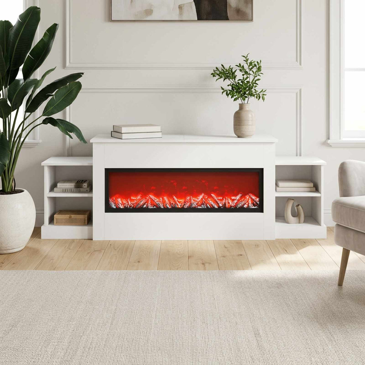 Ηλεκτρικό τζάκι Λευκό 177 x 30 x 56,5 cm Επεξεργασμένο ξύλο - Pakobazaar