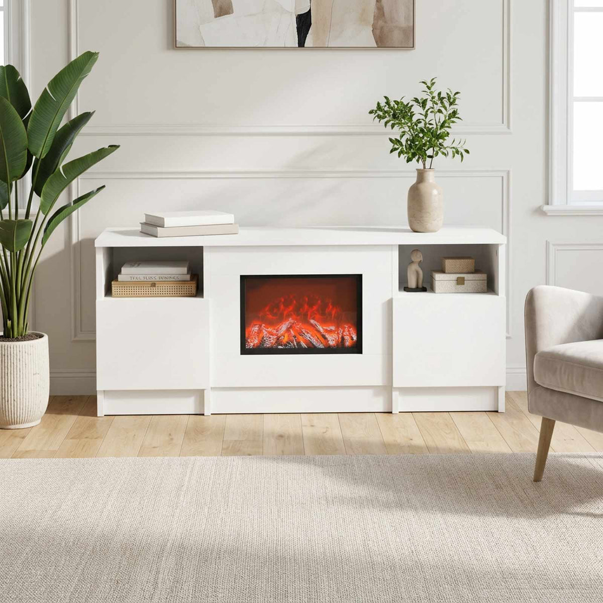 Ηλεκτρικό τζάκι Λευκό 98 x 28,5 x 40,5 cm Επεξεργασμένο ξύλο