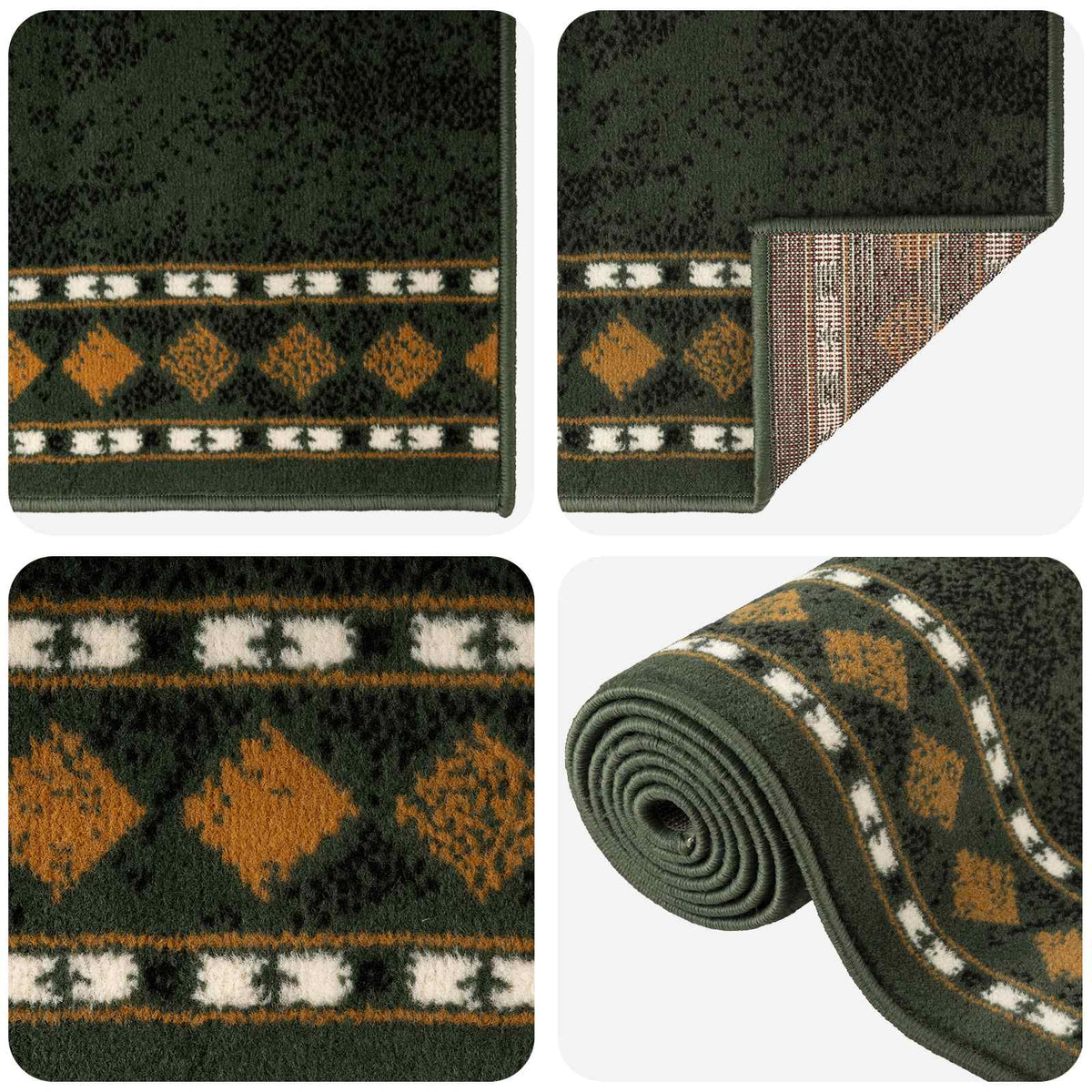 Δερμάτινο Χαλί FLORNES Υφαντό Πράσινο PP 7 mm - Pakobazaar