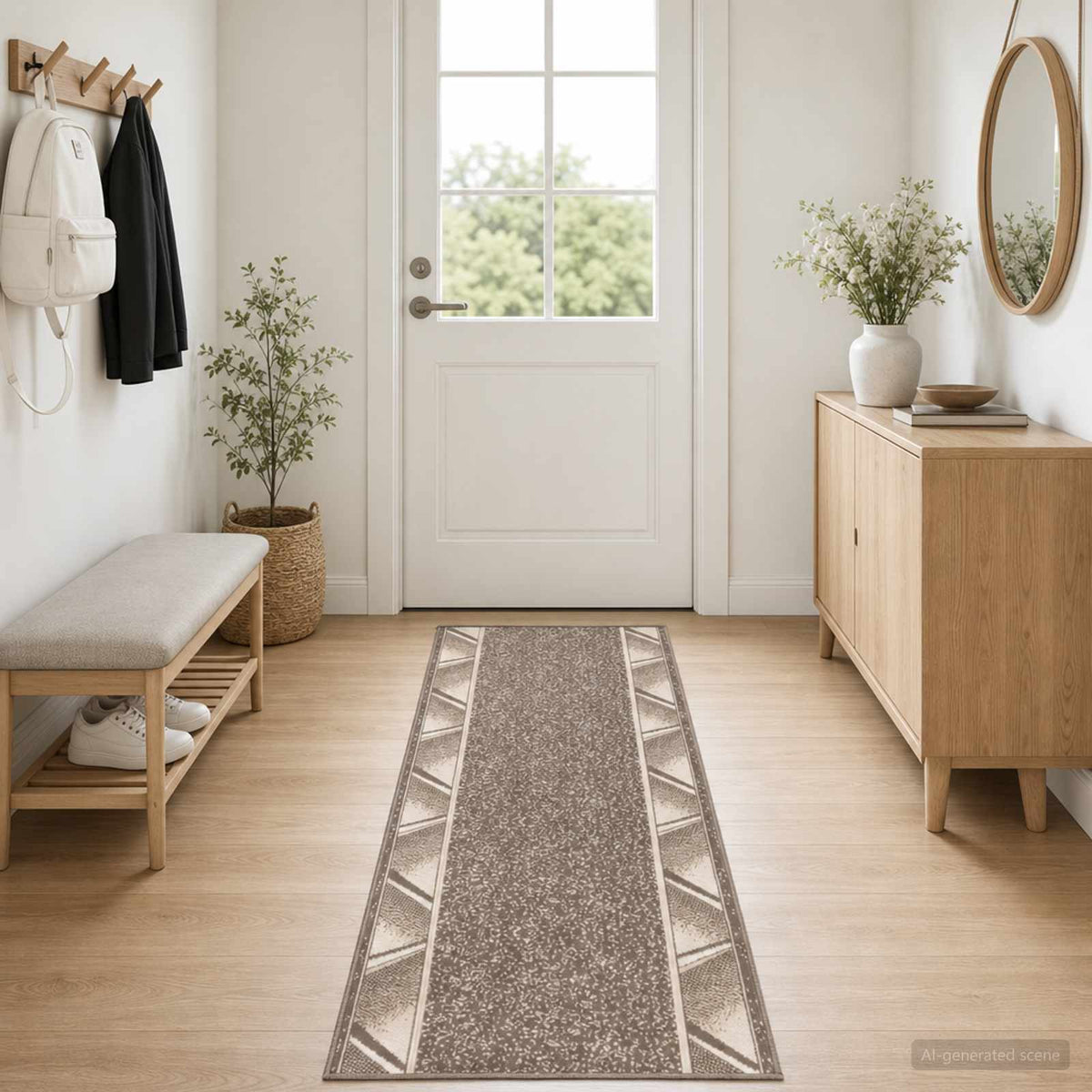 Δερμάτινο Χαλί FLORNES Υφαντό Γκρι-καφέ PP 7 mm - Pakobazaar