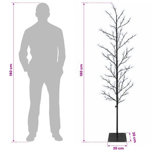 Χριστουγεννιάτικο δέντρο σημύδα Μαύρο 180 cm Ατσάλι 459 LED