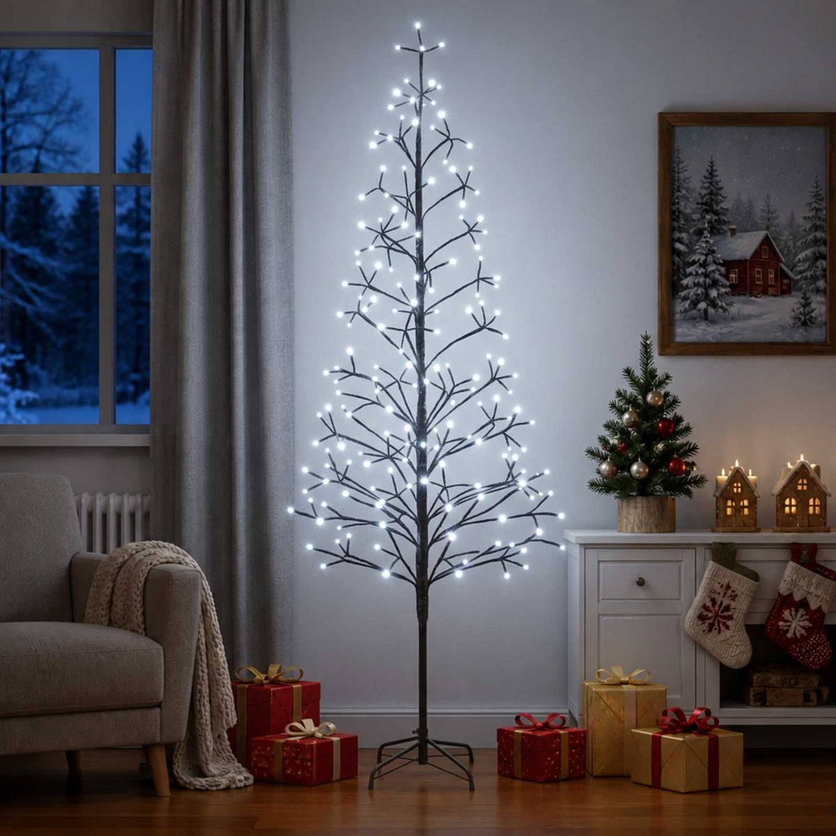 Χριστουγεννιάτικο δέντρο LED με φωτάκια string Μαύρο - Pakobazaar