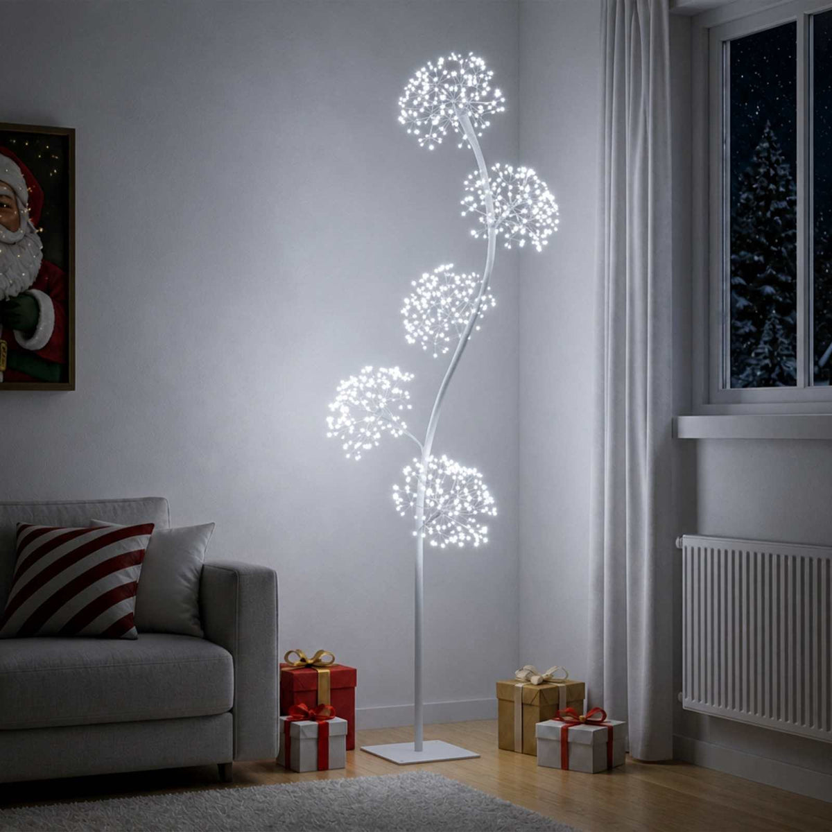 Χριστουγεννιάτικο Δέντρο LED σε Σχήμα S Λευκό 20 x 20 x 175 cm - Pakobazaar