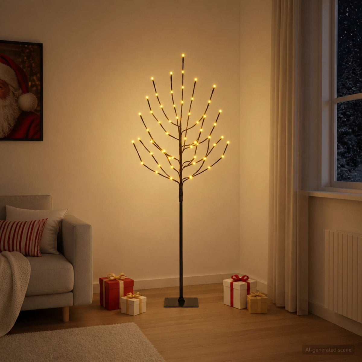 LED Χριστουγεννιάτικο Δέντρο Μαύρο 120 cm Ατσάλι 100 LED