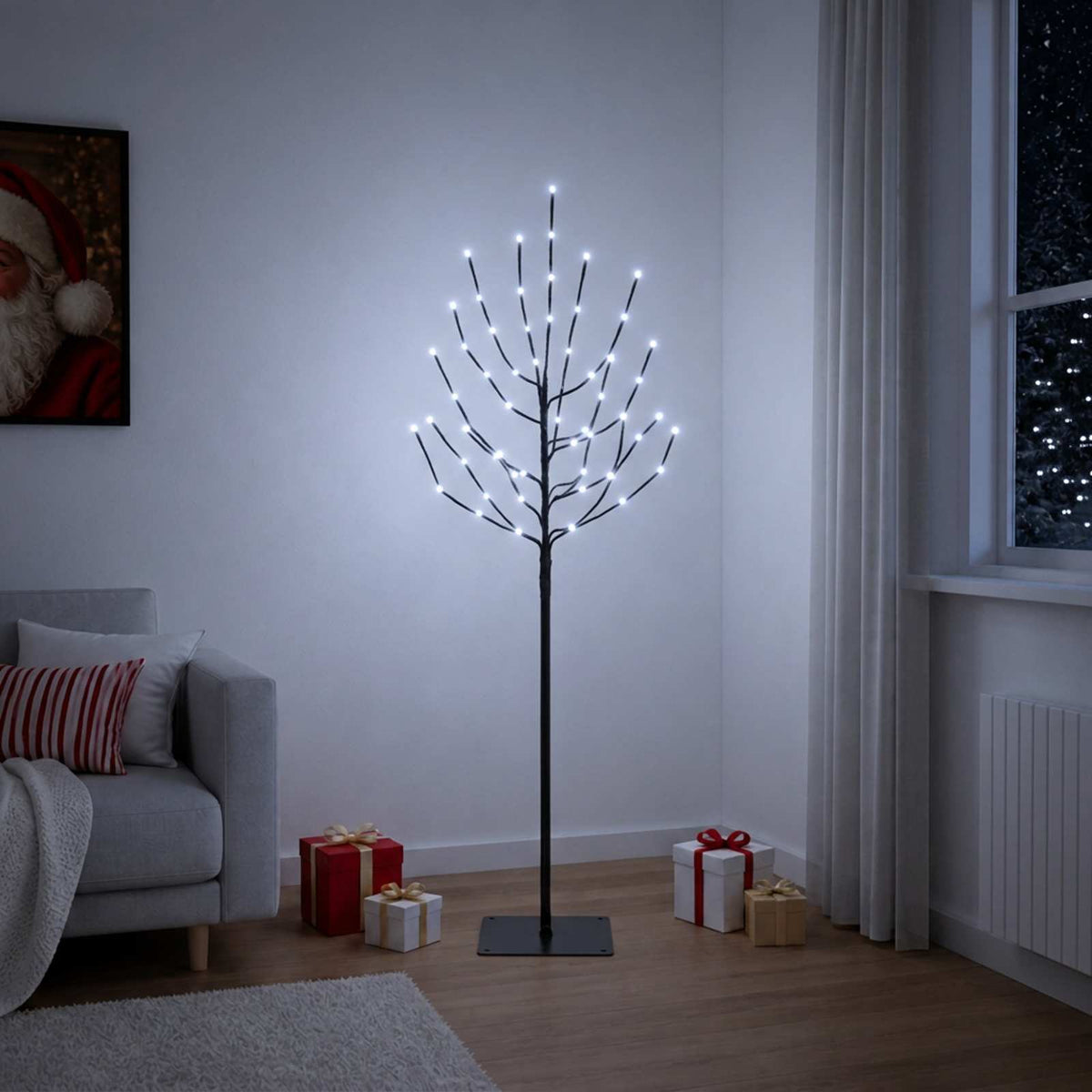 LED Χριστουγεννιάτικο Δέντρο Μαύρο 120 cm Ατσάλι 100 LED