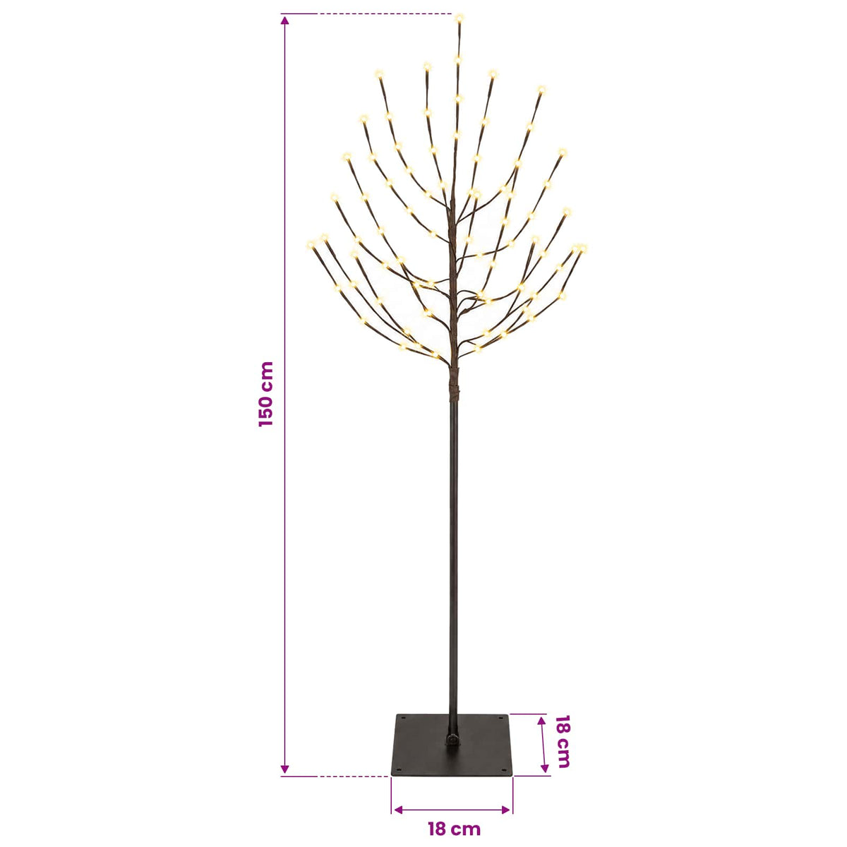 LED Χριστουγεννιάτικο Δέντρο Μαύρο 18 x 18 x 150 cm Ατσάλι - Pakobazaar