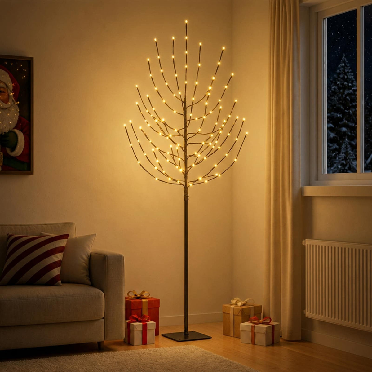 LED Χριστουγεννιάτικο Δέντρο Μαύρο 20 x 20 x 180 cm Ατσάλι