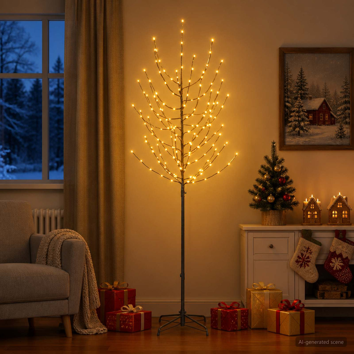LED Χριστουγεννιάτικο Δέντρο Μαύρο 47 x 210 cm Ατσάλι 180 LED