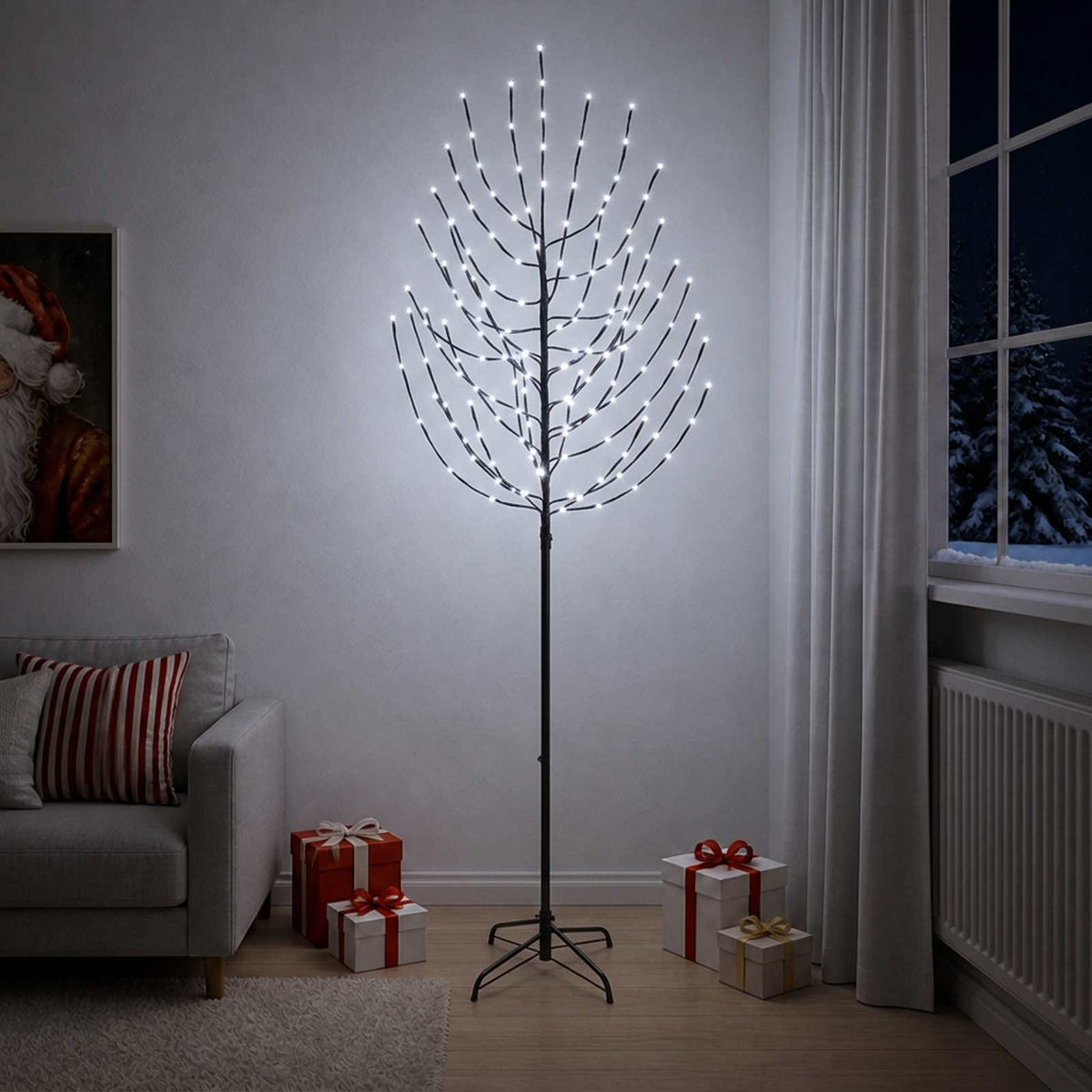 LED Χριστουγεννιάτικο Δέντρο Μαύρο 210 cm Ατσάλι 180 LED - Pakobazaar