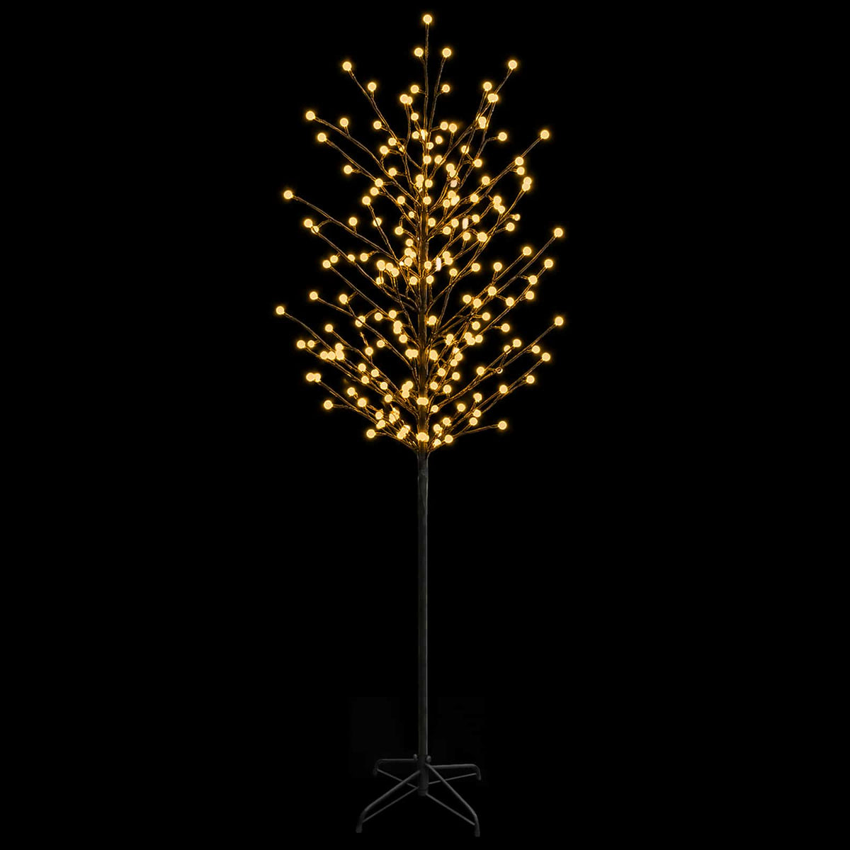 Χριστουγεννιάτικο δέντρο με μπάλες LED Μαύρο 210 cm Ατσάλι - Pakobazaar