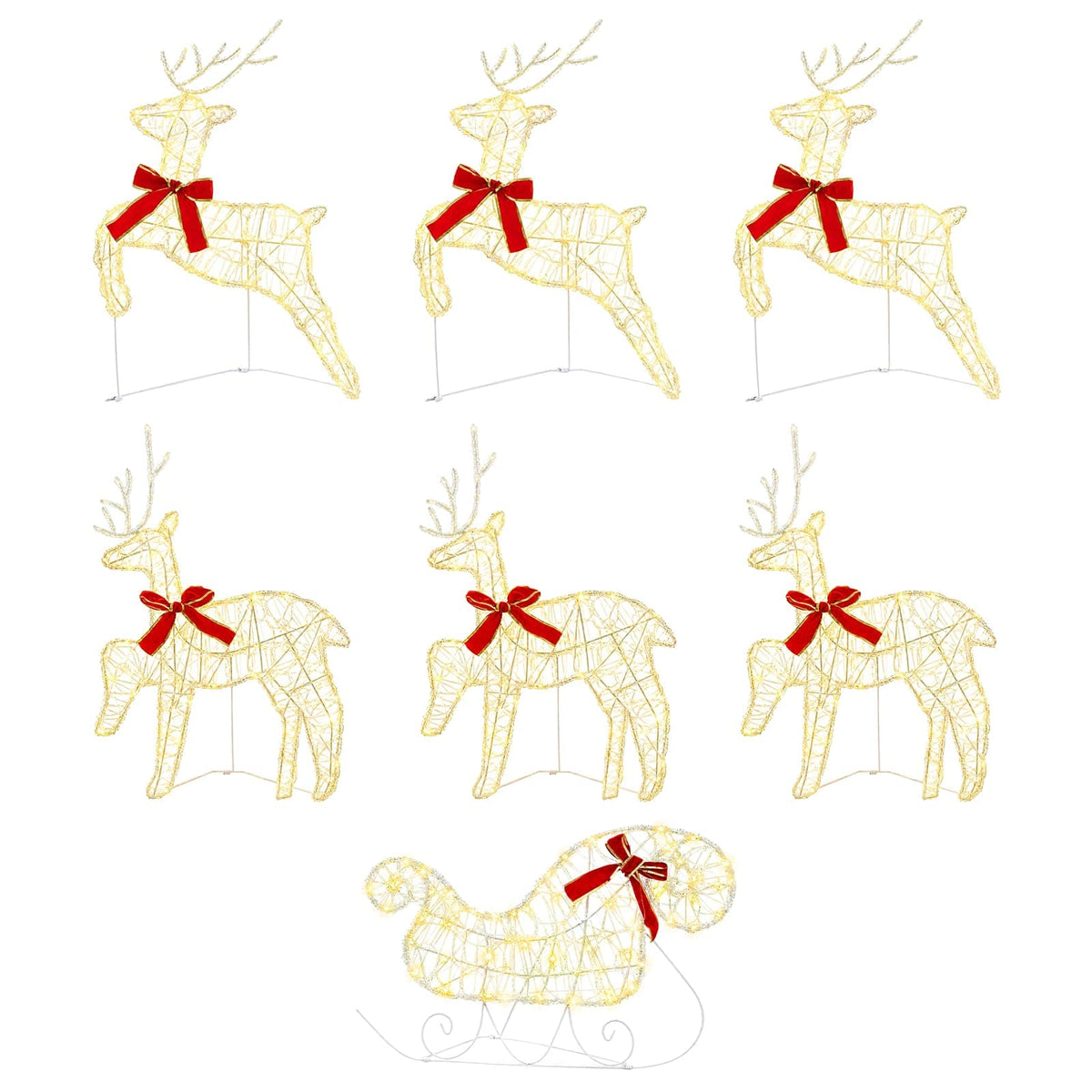 Χριστουγεννιάτικος τάρανδος με έλκηθρο 7 τμχ. 140 LED