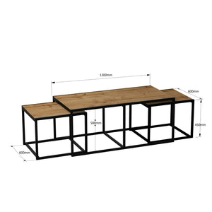 Τραπεζάκι Σαλονιού Kourtaliotiko Δρυς - Μαύρο 120x60x50 εκ. Μελαμίνης
