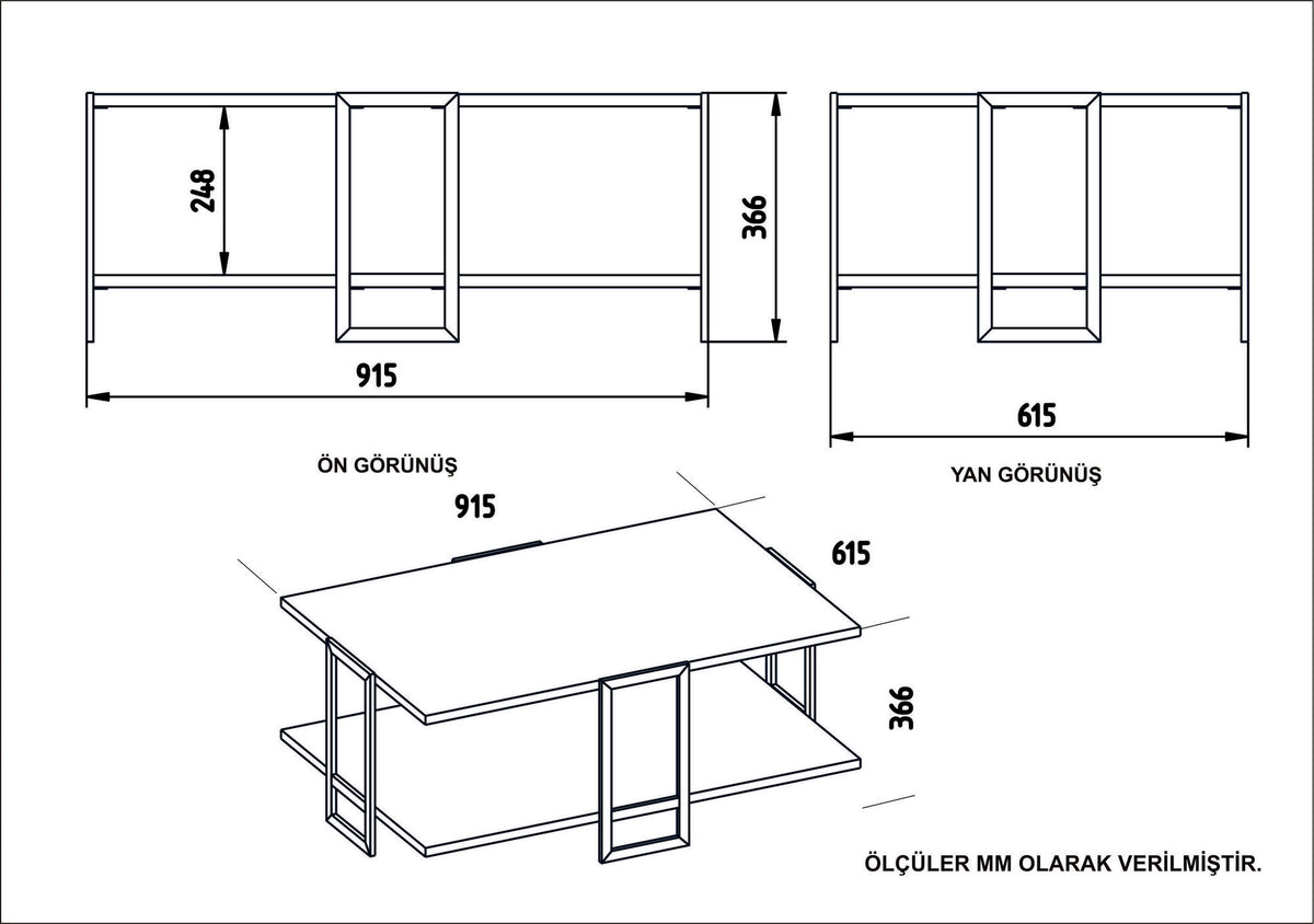 Τραπεζάκι Σαλονιού Vouraikos Μαύρο 91.5x61.5x36.6 εκ. Μελαμίνης