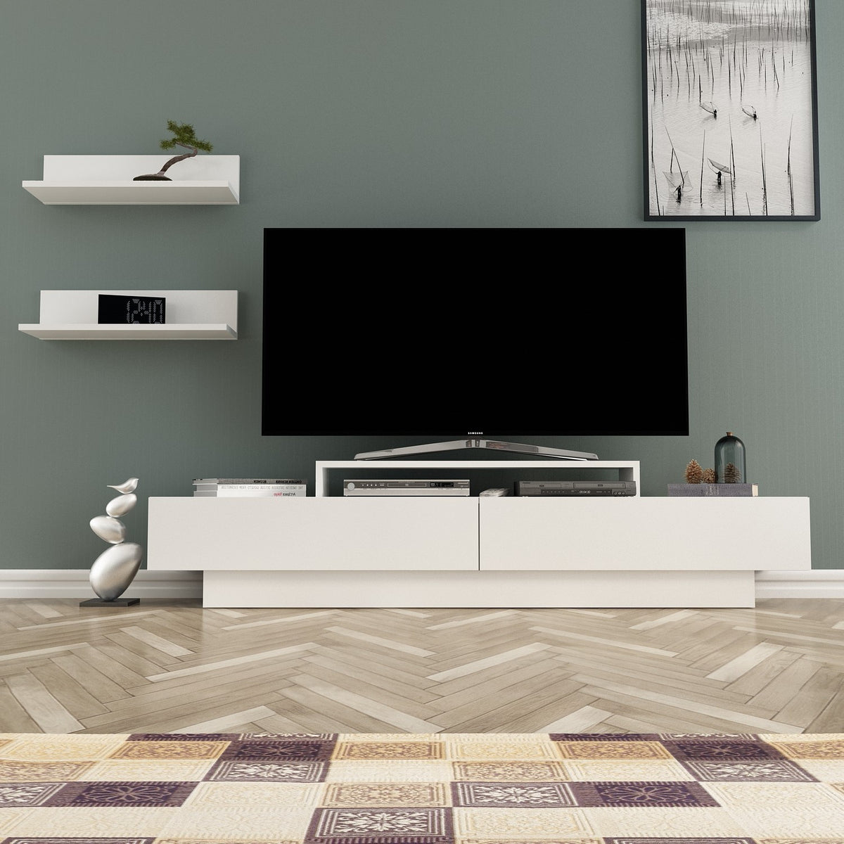 Σύνθεση Τηλεόρασης Vathy Λευκό 180x31x40 εκ. Μελαμίνης