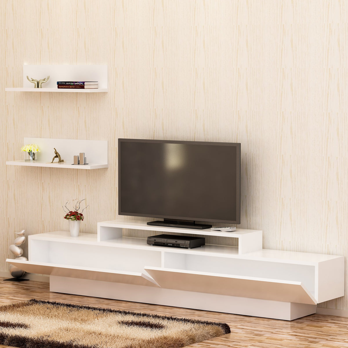 Σύνθεση Τηλεόρασης Vathy Λευκό 180x31x40 εκ. Μελαμίνης