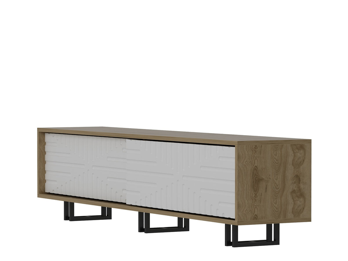 Έπιπλο Τηλεόρασης Krania Δρυς - Λευκό 180x35x47.4 εκ. Μελαμίνης