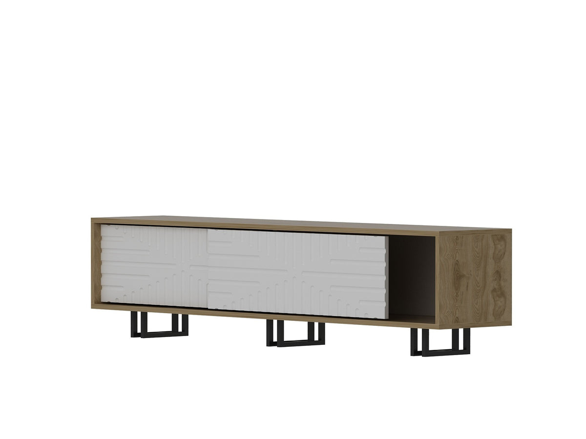 Έπιπλο Τηλεόρασης Krania Δρυς - Λευκό 180x35x47.4 εκ. Μελαμίνης