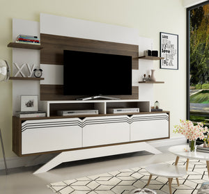 Σύνθεση Τηλεόρασης Kremasta Καρυδί - Λευκό 180x29.5x148.6 εκ. Μελαμίνης