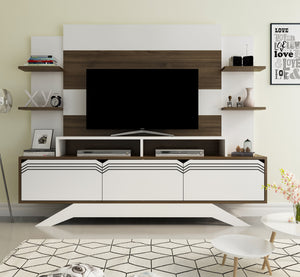 Σύνθεση Τηλεόρασης Kremasta Καρυδί - Λευκό 180x29.5x148.6 εκ. Μελαμίνης